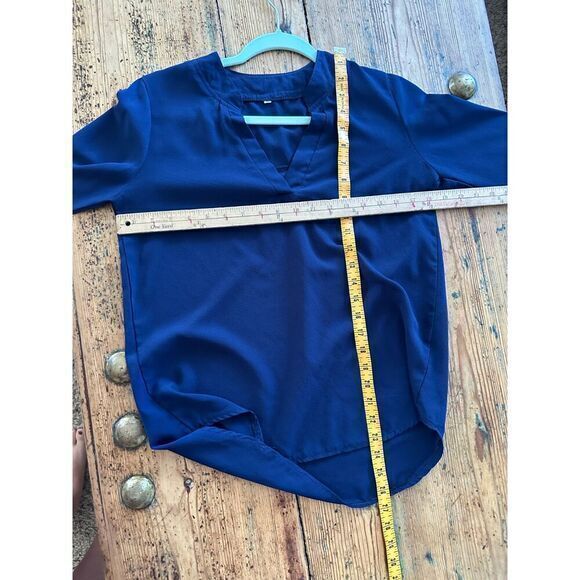 Navy Blue Long Sleeve Blouse - Picture 4 of 7